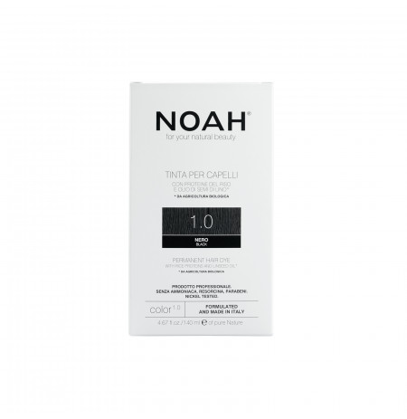 Bojë flokësh Noah natyrale black 1.0, me vaj lini dhe proteina orizi - Herbal Line Albania
