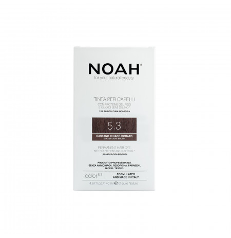 Bojë flokësh Noah natyrale golden light brown 5.3, me vaj lini dhe proteina orizi - Herbal Line Albania