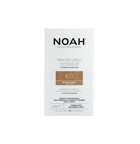 Bojë flokësh Noah natyrale light blond 8.0, me vaj lini dhe proteina orizi - Herbal Line Albania