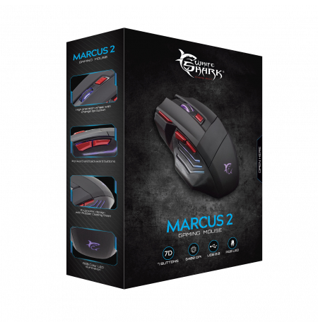 Mouse White Shark GAMING MOUSE GM-5005 MARCUS-2 Black/ 6.400 dpi