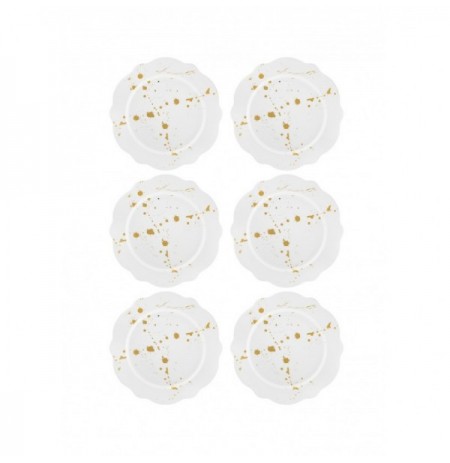 Dessert Plate Set (6 Pieces) Hermia DNR0032 White Gold