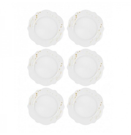 Dessert Plate Set (6 Pieces) Hermia DNR0033 White Gold