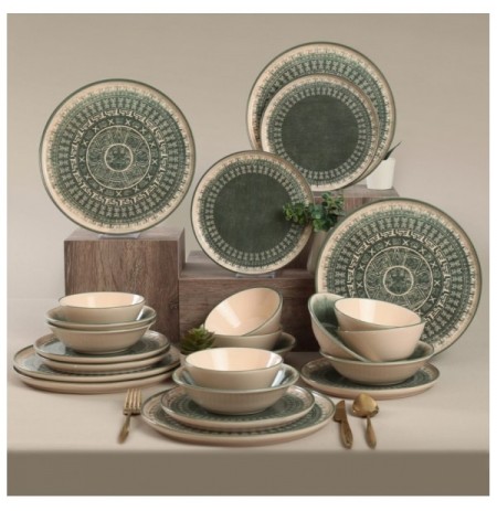 Ceramic Dinner Set (24 Pieces) Hermia TY039124F030AD80M00MAET000 Green Cream