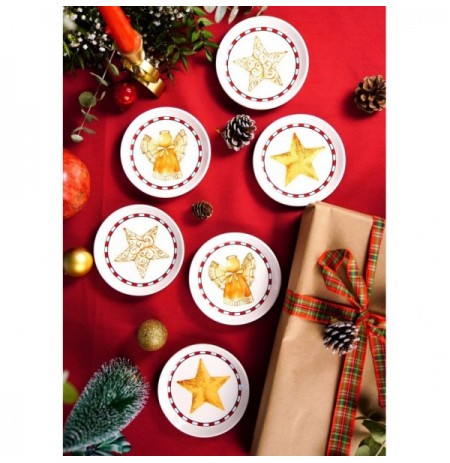 Appetizer Bowl Set (6 Pieces) Hermia NEW037 White Red Gold