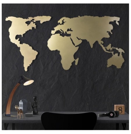 Decorative Metal Wall Accessory Wallxpert World Map Silhouette - Gold