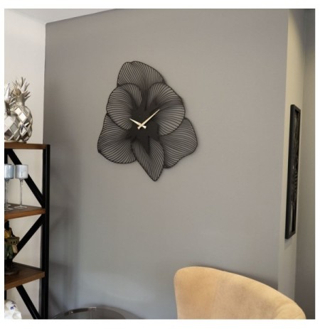 Decorative Metal Wall Clock Wallxpert Azalea Metal Wall Clock - APS039 49 - Black