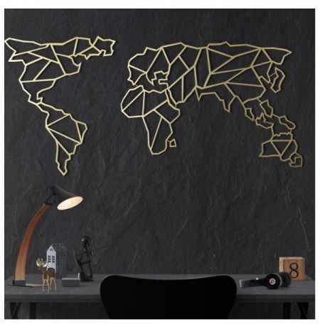 Decorative Metal Wall Accessory Wallxpert World Map - Gold