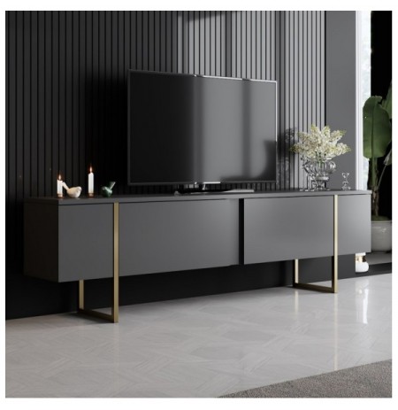 Mobilje TV Hannah Home Luxe - Anthracite, Gold AnthraciteGold