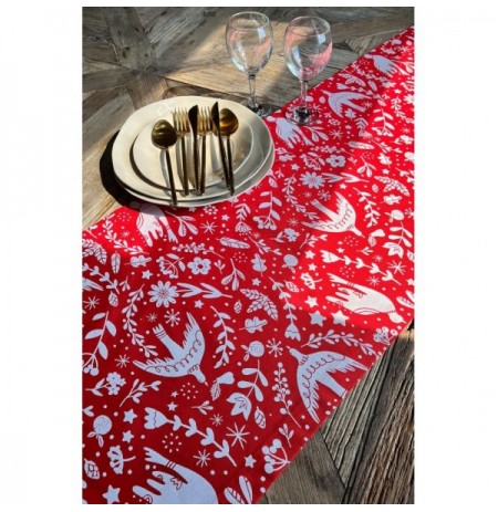 Mbulese tavoline Runner Hermia Red White 45 x 150 cm