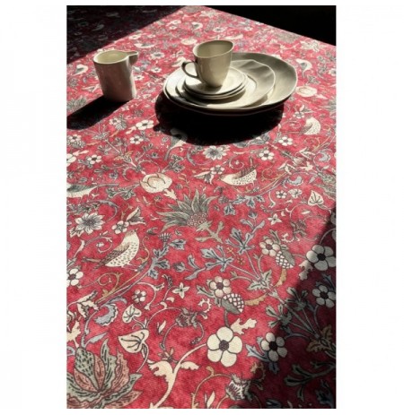 Tablecloth Hermia Burgundy Flower 135 x 200 Claret Red