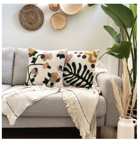 Set Jasteku Aberto Design Flores Punch Pillow Set With ?nsert Mustard Dark Grey Powder Pink Green Sea Green
