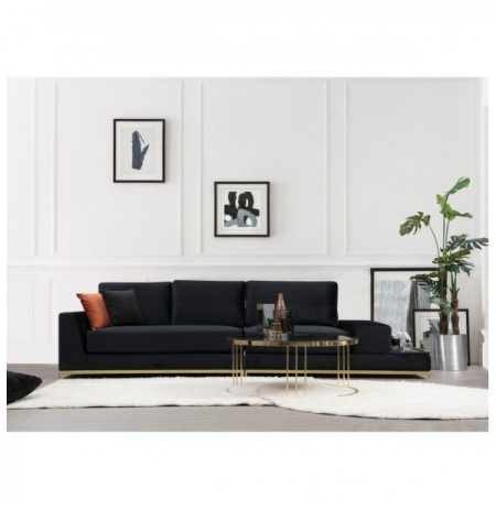 4-Seat Sofa Hannah Home Line With Side Table - Black BlackGold