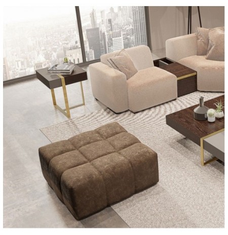 Pupe Hannah Home Chocolate Square Pouf Brown