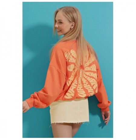 Woman's Sweatshirt ALC-X8964 - Orange Orange