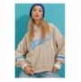Woman's Sweatshirt ALC-X8960 - Beige BeigeBlueWhite