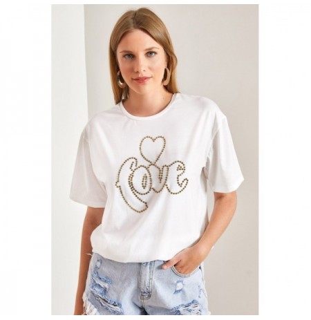 Woman's T-Shirt 40901011 - Camel CamelWhite