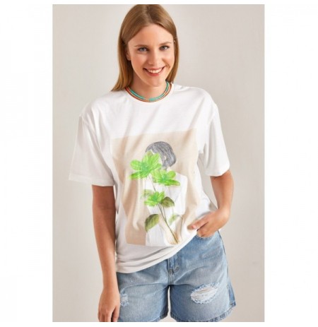 Woman's T-Shirt 40901007 - Green WhiteGreen