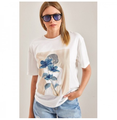 Woman's T-Shirt 40901007 - Blue WhiteBlue