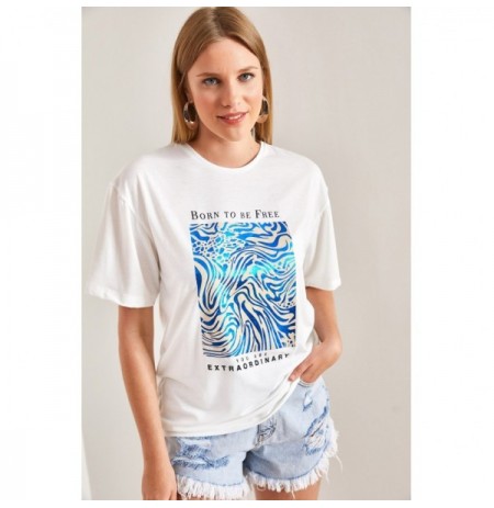 Woman's T-Shirt 40901005 - Blue WhiteBlue