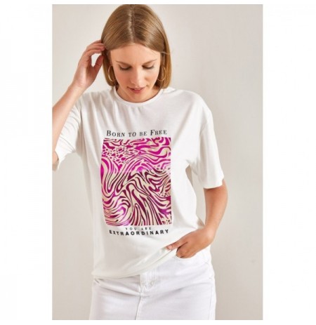 Woman's T-Shirt 40901005 - Fuchsia FuchsiaWhite