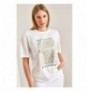 Woman's T-Shirt 40901005 - Camel CamelWhite