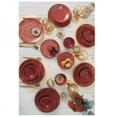 Dinner Set (24 Pieces) Hermia X000141540000000 RedGold