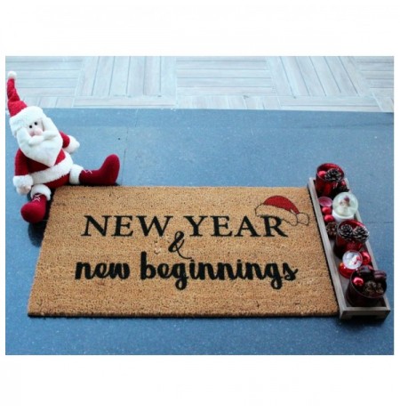 Coco Doormat New Year New Beginnings Brown Black