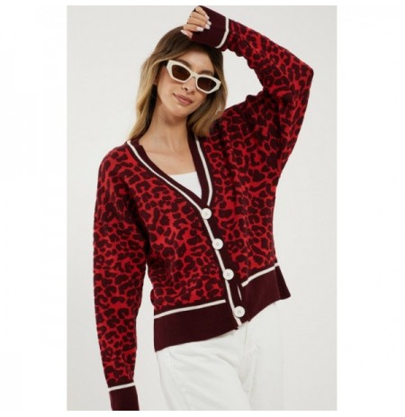 Woman's Cardigan Jumeon TH220036 - Claret Red, Red