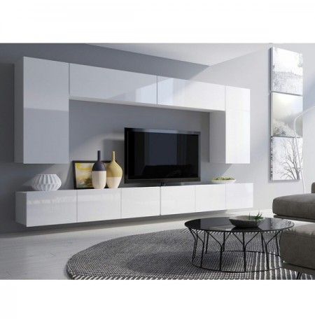 Set mobiljesh dhoma e ndenjes Providence B133 (White + Glossy white)