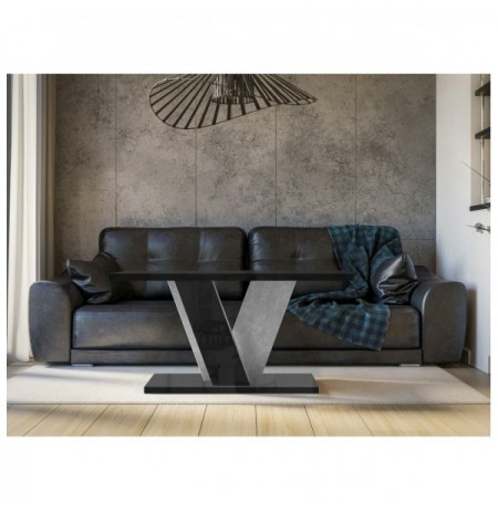 Tavoline Mesi Goodyear 128 (Glossy black + Concrete)
