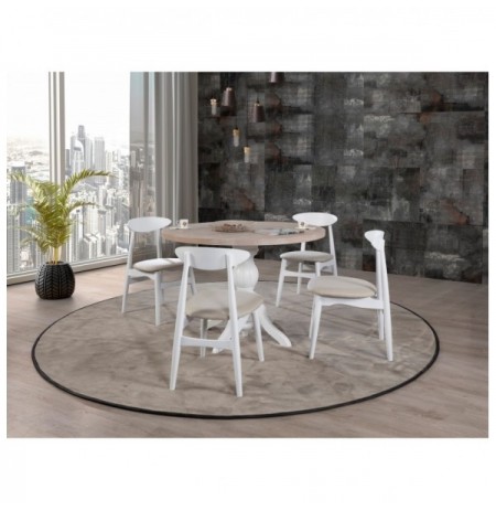 Set ( 5 Pc ) Tavoline ngrenie + karrige Kalune Design Albero131 Natural