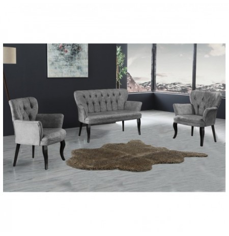 Set ( 3 Pc ) Divan + kolltuk Atelier del Sofa Paris Black Wooden - Grey Grey