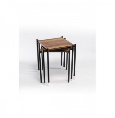Set tavoline (3 Pc) Kalune Design Kare Zigon Set Oak Black