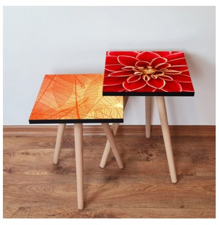 Set tavoline (2 Pc) Kalune Design 2Shp526 - Orange Orange Yellow Red