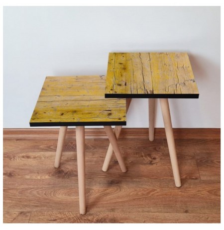 Set tavoline (2 Pc) Kalune Design 2Shp127 - Mustard Mustard Brown