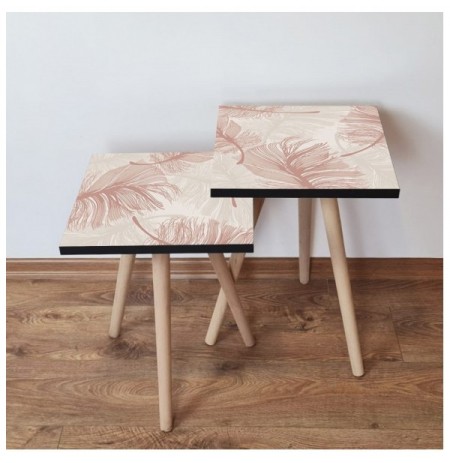 Set tavoline (2 Pc) Kalune Design 2Shp188 - Beige Beige Pink