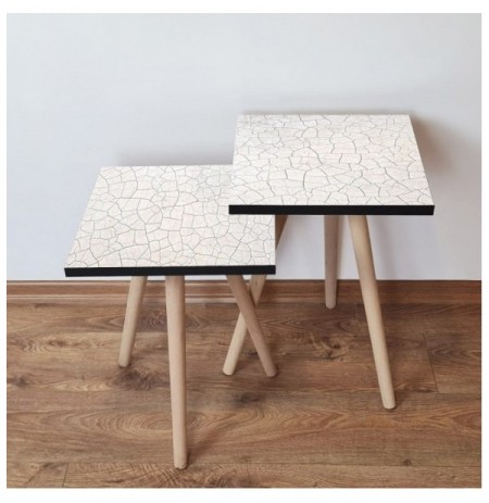 Set tavoline (2 Pc) Kalune Design 2Shp221 - White White Grey