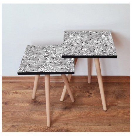 Set tavoline (2 Pc) Kalune Design 2Shp229 - White White Black