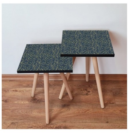 Set tavoline (2 Pc) Kalune Design 2Shp236 - Grey Grey Yellow
