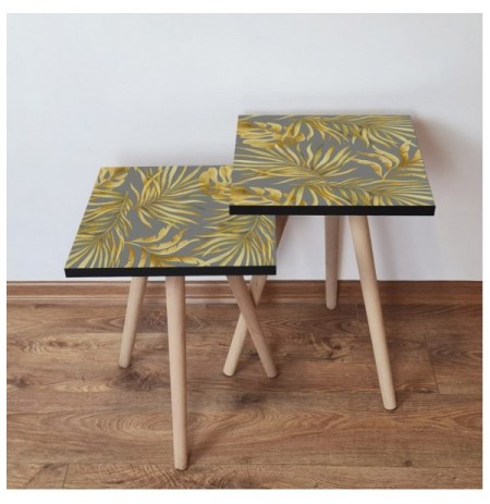 Set tavoline (2 Pc) Kalune Design 2Shp237 - Yellow Yellow Grey