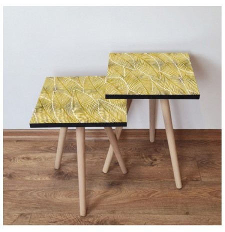 Set tavoline (2 Pc) Kalune Design 2Shp239 - Yellow Yellow White