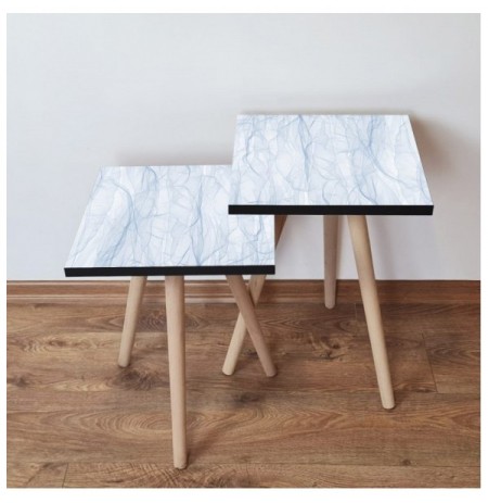 Set tavoline (2 Pc) Kalune Design 2Shp243 - White White Light Blue