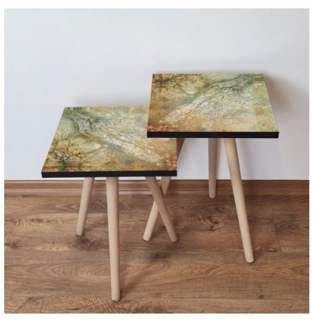 Set tavoline (2 Pc) Kalune Design 2Shp70 - Beige Beige Green White