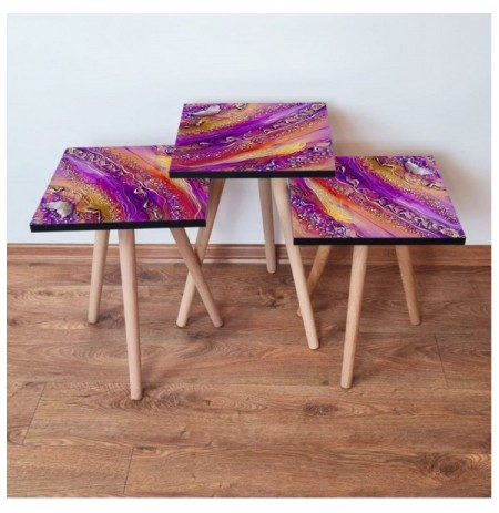 Set tavoline (3 Pc) Kalune Design 3Shp108 - Multicolor Multicolor