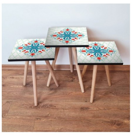 Set tavoline (3 Pc) Kalune Design 3Shp143 - Multicolor Multicolor