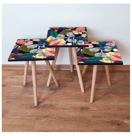 Set tavoline (3 Pc) Kalune Design 3Shp209 - Multicolor Multicolor