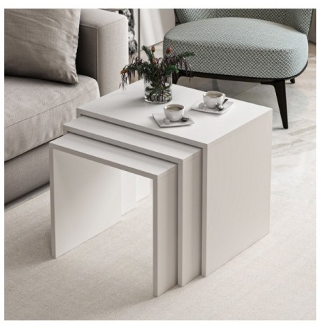 Set tavoline (3 Pc) Kalune Design Alya - White White