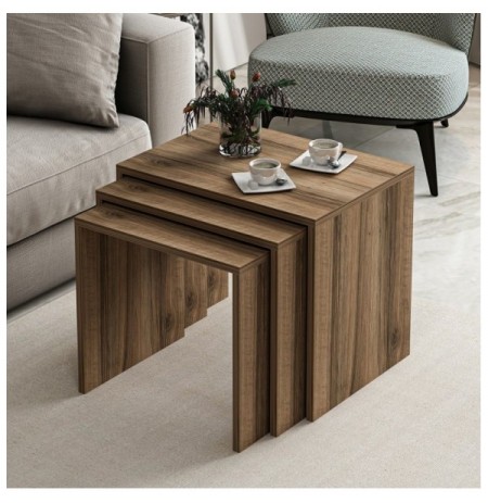 Set tavoline (3 Pc) Kalune Design Alya - Walnut Walnut