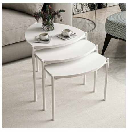 Set tavoline (3 Pc) Kalune Design Lenny - White White