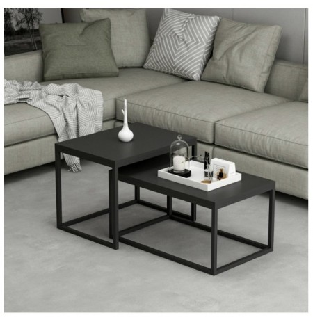 Set tavoline (2 Pc) Kalune Design Leka - Black Black